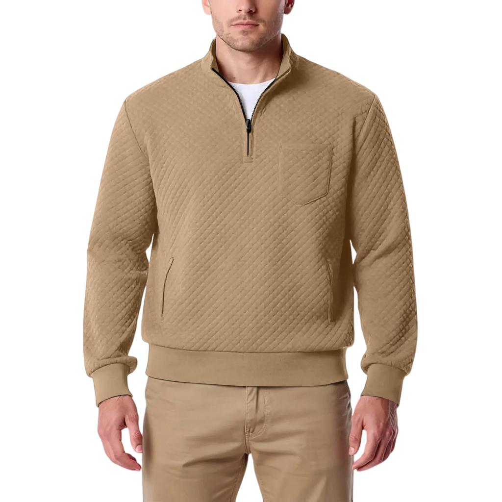 Men's Stand Up Collar Sweatshirt With  Zipper Casual Design