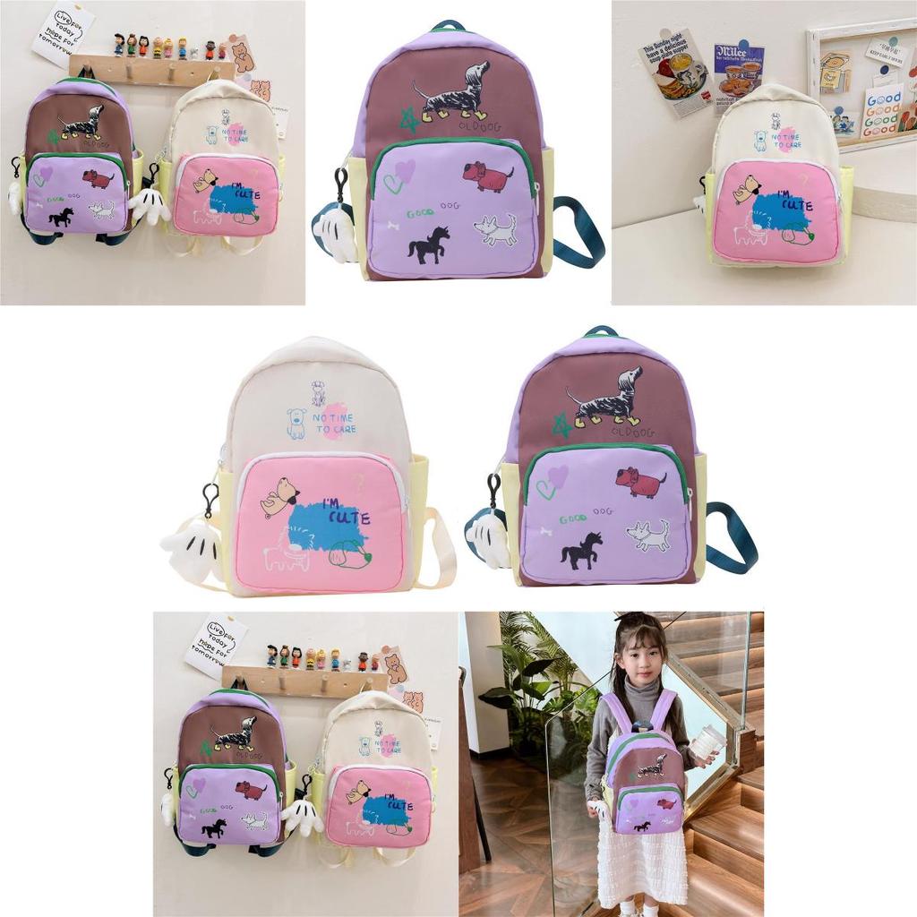Adorable Cartoon Oxford Cloth Backpack For Kids In Pink Or Purple For School Use