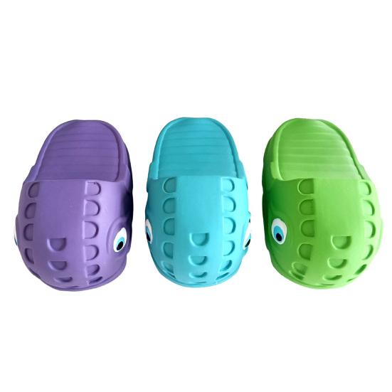 Squeaky Dog Chew Toy Slipper Shaped Latex Dog Toy for Teeth Cleaning Tough Interactive Puppy Toy for Small Medium Breeds