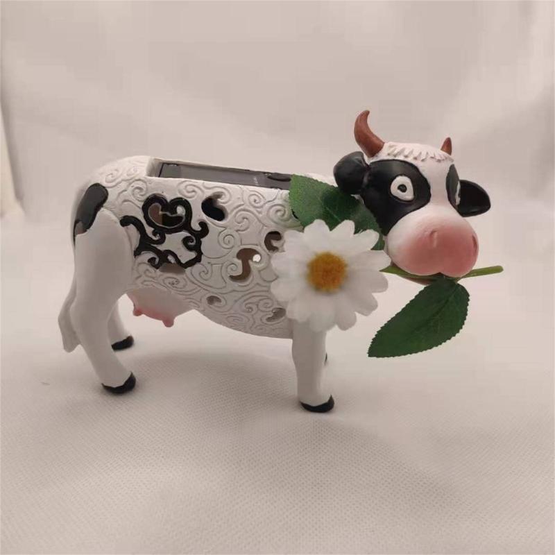Solar Garden Lights Resin Cow LED Solar Light Color Changing Light Cow Solar Light Solar Outdoor Lights Yard Decoration
