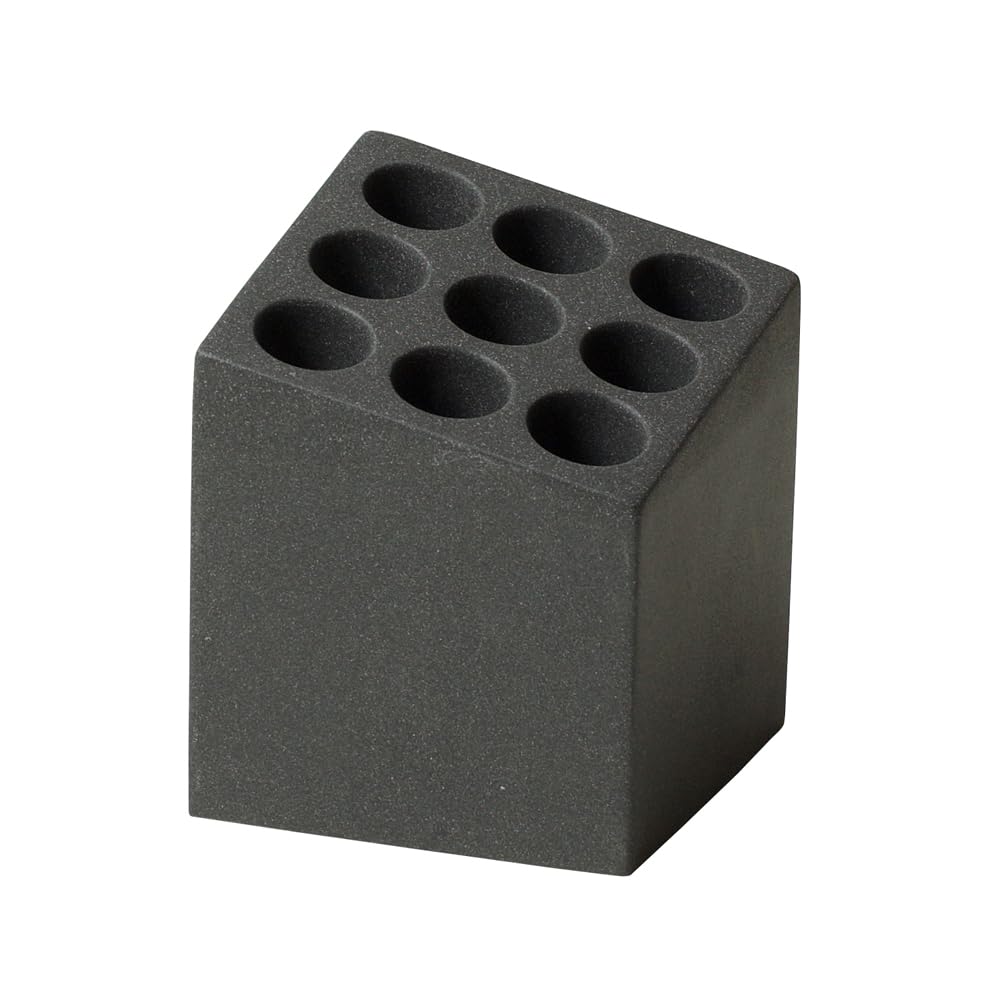 ideaco CUBE Stone Sand Black Umbrella Stand, 9-Holder Capacity, 14cm Wide x 14cm Deep x 17.5cm High