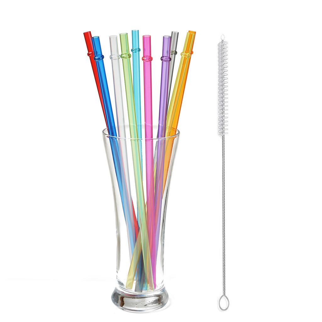 10 Stück wiederverwendbare Strohhalme mit 1 Bürste, 26,7 cm lange Tritan Hartplastik-Strohhalme für 470 ml - 950 ml Becher, Gläser, YETI