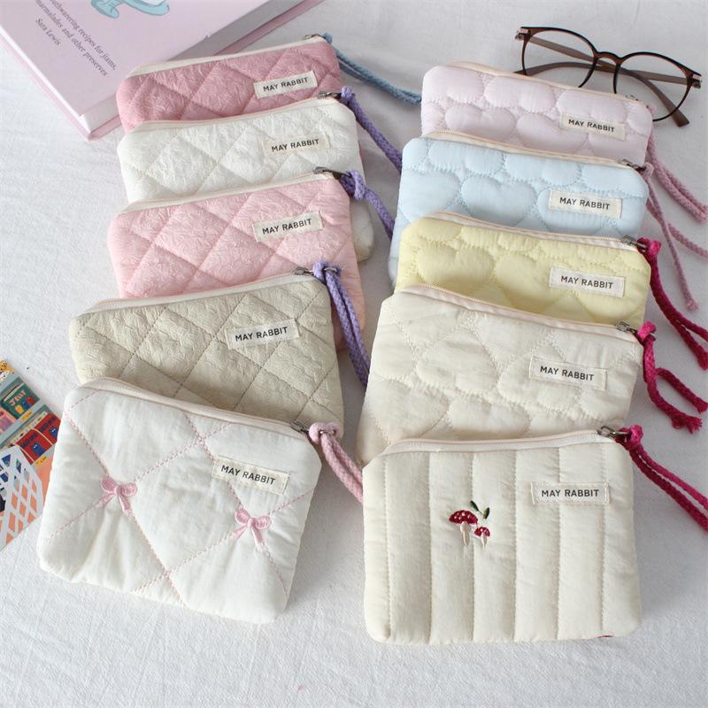 Новый стеганый хлопковый кошелек для монет для женщин, портативный мини-кейс для ключей, наушников, помады, кошелек на молнии, детская милая сумочка, картхолдер