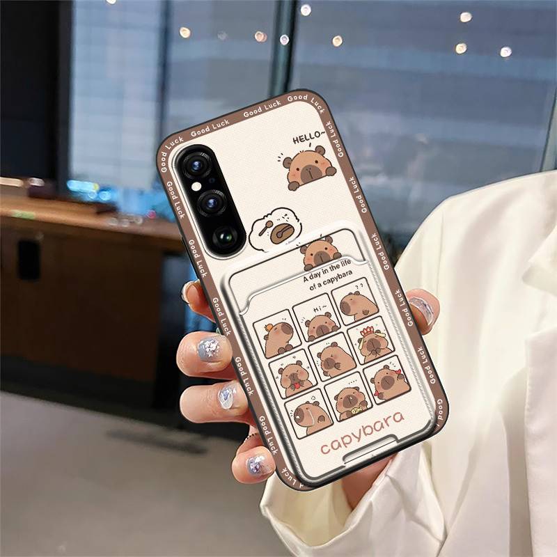 Card slot Shockproof Phone Case For Sony Xperia1 V 2023 Back Cover Card sleeve Fashion Design Soft case Dirt-resistant