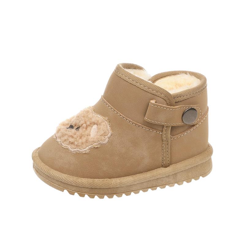 Children's Snow Boots Girls' Large Cotton Shoes Boys' Short Boots Plus Velvet Thickened Cotton Boots Waterproof Non-slip Baby Shoes Winter
