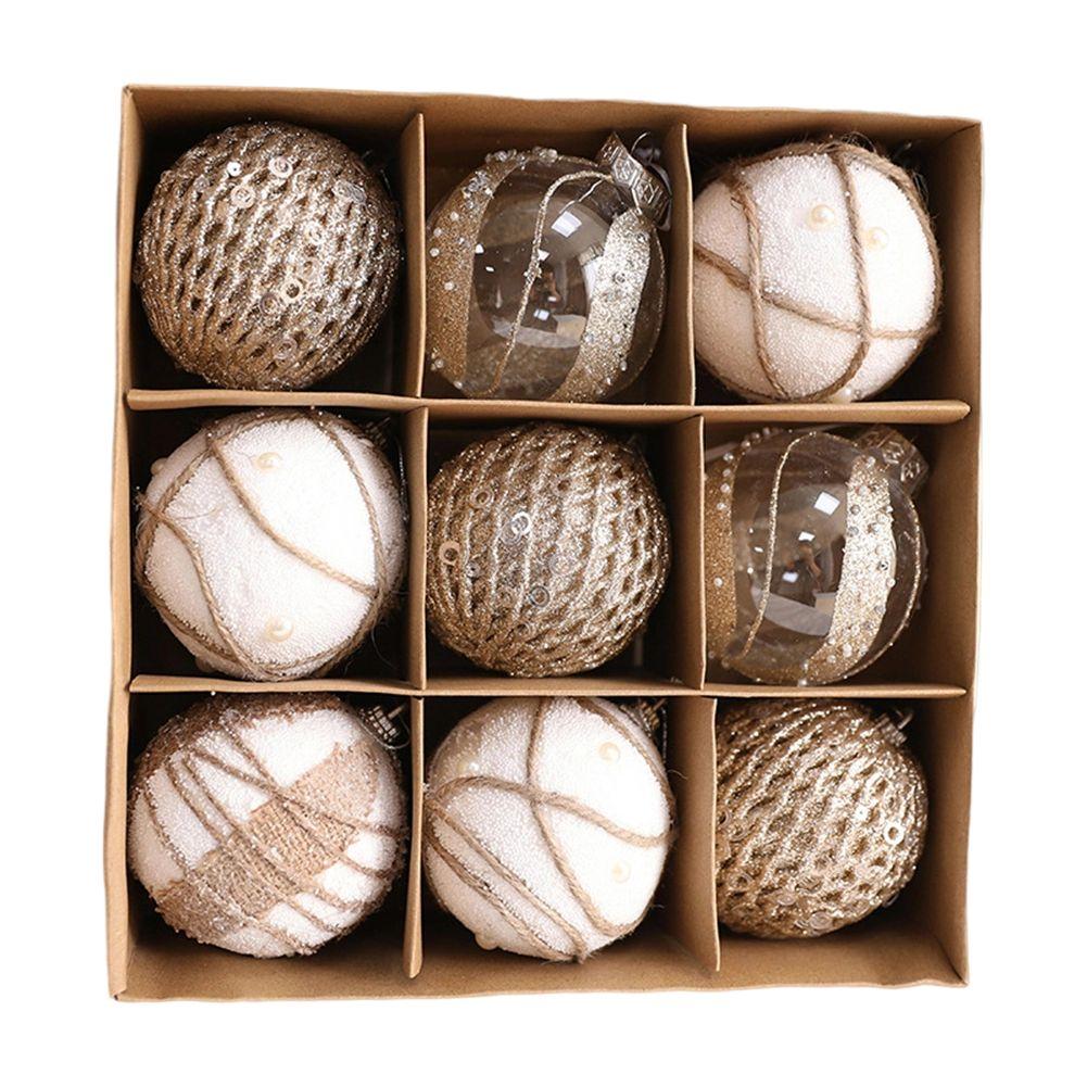 1Set Christmas Ball Ornaments 8cm Glitter Transparent Christmas Baubles For Xmas Tree Hanging Decoration New Year Gifts