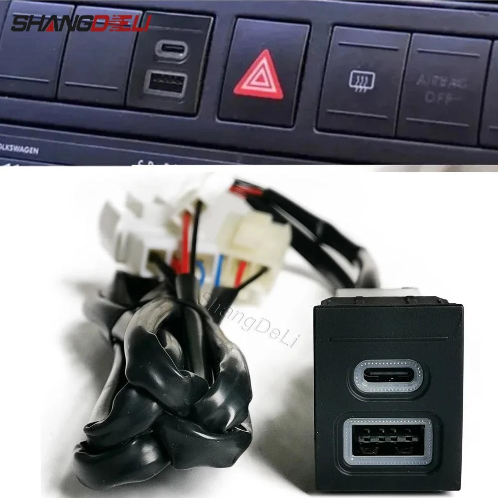 12V/24V Car Dual QC3.0 USB Type-c PD Charger Interface Adapter Charging Socket Fit For POLO 2002 - 2009 Accessories