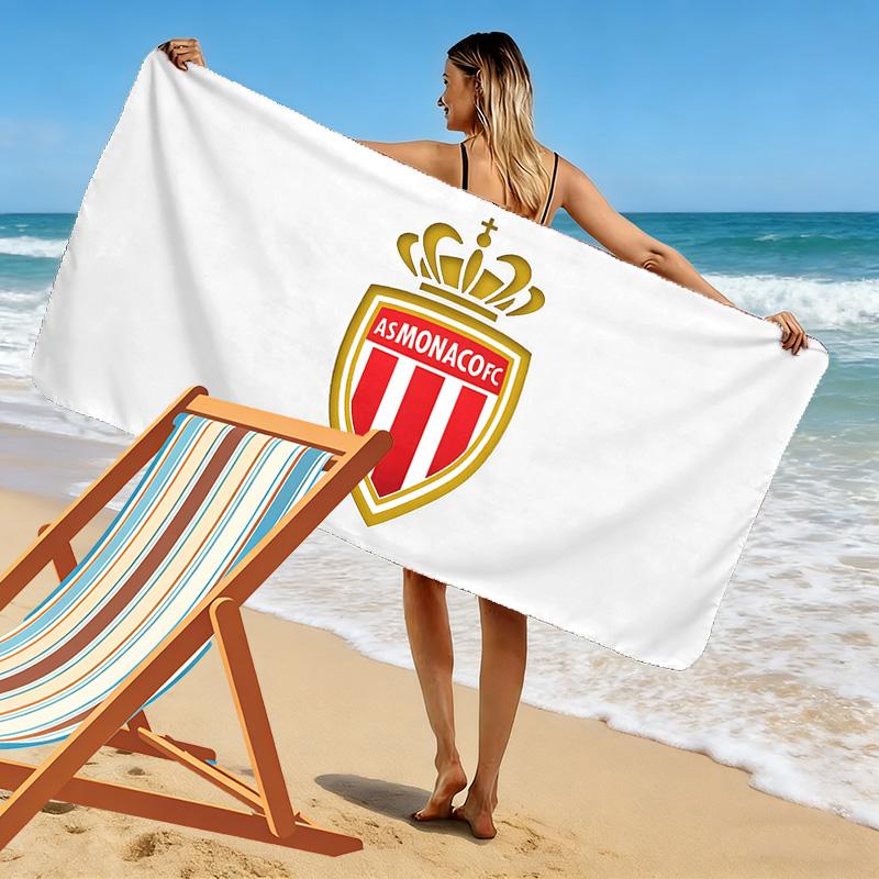Asciugamano da Spiaggia con Stampa AS Monaco, Asciugamano Grande Morbido ad Asciugatura Rapida per Spiaggia Campeggio Nuoto
