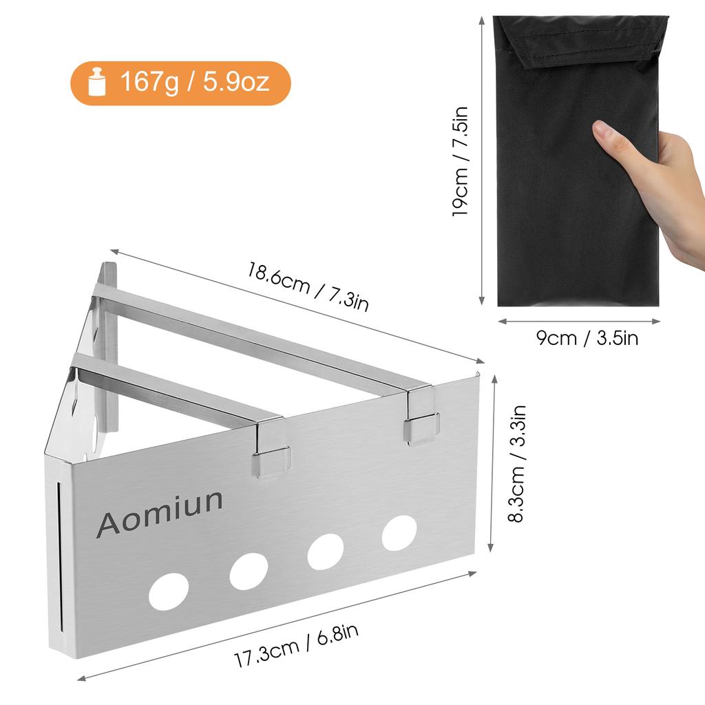 Aomiun Leichter Dreieckiger Holzofen Tragbarer Edelstahlbrenner für Outdoor-Kochen Picknick Camping Rucksacktouren