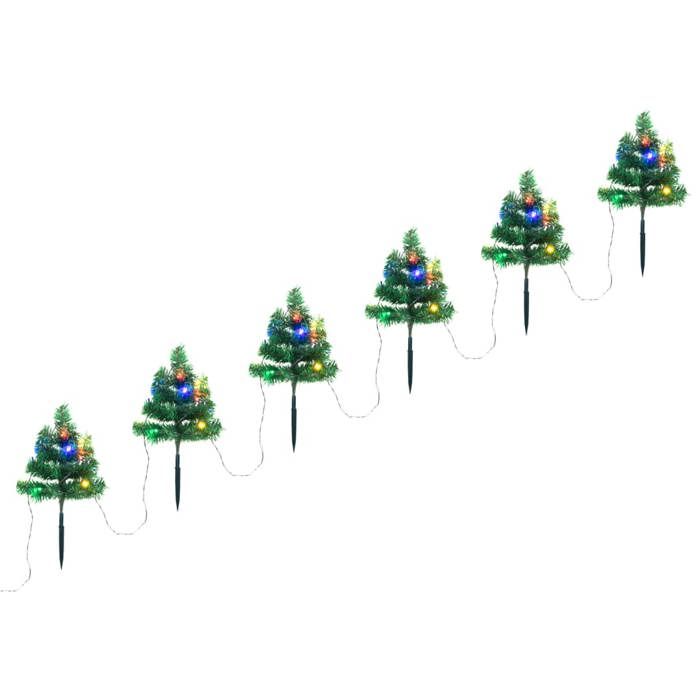 VidaXL Arbres d'Allée de Noël 6 pcs avec LED Multicolores Décoration de Noël Ornement de Vacances Décoration de Fête Jardin 344659