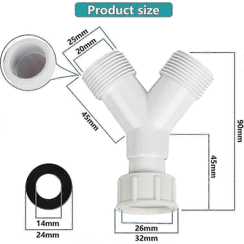 Washing Machine Y Piece, Plastic 3/4 Hose Connector, Appliance Inlet Bsp Hose Y-piece Splitter Connector, For Washing Machine Dish Washer 2pcs-Good