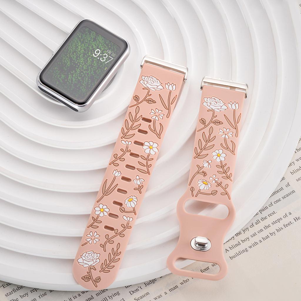 Prints Floral Strap for Samsung Galaxy Fit 3 Watch Band Silicone Engraving Bracelet for Samsung Galaxy Fit 3 Women Wristband