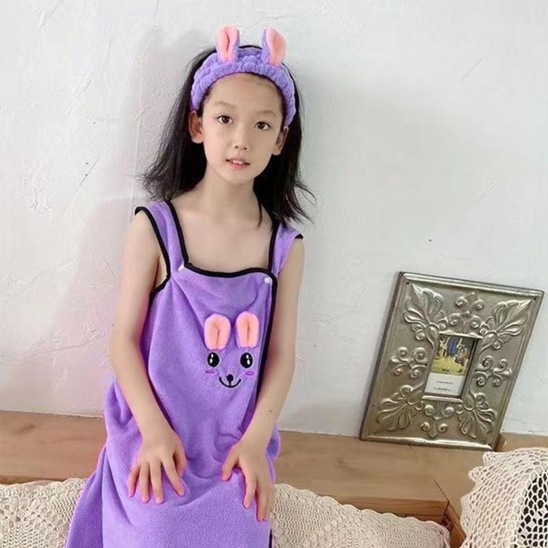 Kids Bathing Towel Comes With Hair Accessory Gentle On Sensitive Skin
