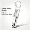 Stainless Steel Nail Clipper With Magnifying Glass Anti-Splash Heavy Duty Sharp Trimmer for Hard Thick Nails Elderly Home Use