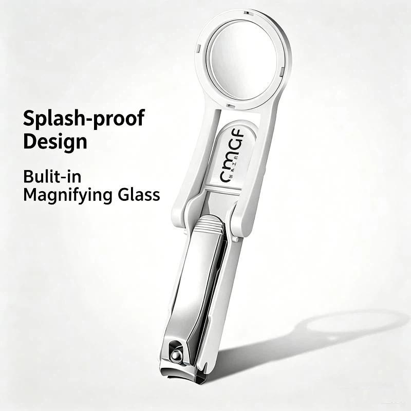 Stainless Steel Nail Clipper With Magnifying Glass Anti-Splash Heavy Duty Sharp Trimmer for Hard Thick Nails Elderly Home Use