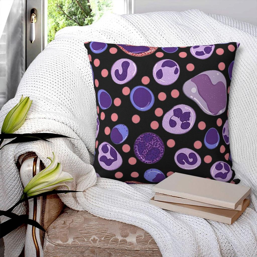 Large White Blood Cell Pattern Square Pillowcase Pillow Cover Cushion Zip Decorative Comfort Throw Pillow for Home Living Room