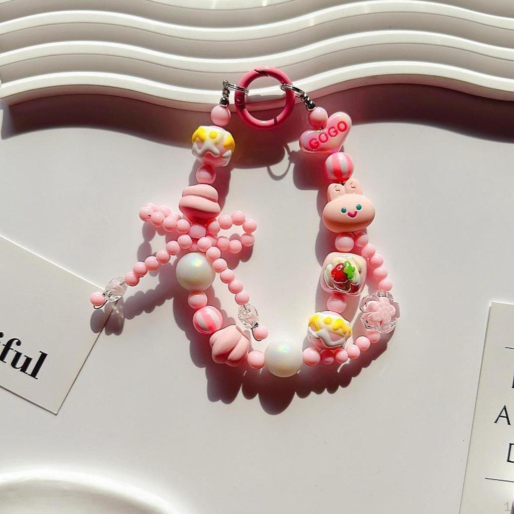 Beaded Keychain Car Key Holder Backpack Accessories Decor Ornament Wristlet Bracelet Cute Chain