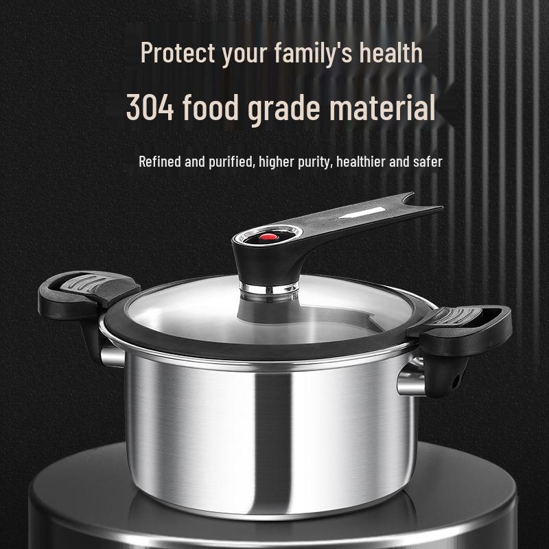 Multi-Functional 304 Stainless Steel Micro-Pressure Soup Pot, Compatible with Induction and Gas Stoves, Five-Layer Steel Composite Base.