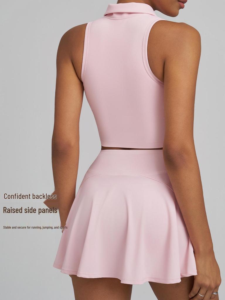 Juman Damen Tennis-Weste mit Front-Reißverschluss und integrierten Polstern - Sport-BH für Yoga & Fitness