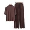 Nuovo Set Stagionale in Modal con Scollo Alto, Manica Media e Pantaloni a Gamba Larga - Moda Due Pezzi Larga, Casual e Comoda