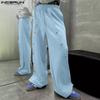 INCERUN Männer Frühling hohe Taille lange Hose Casual Splits Knöpfe Kordelzug Hose