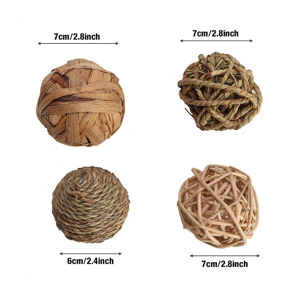 4Pcs Small Animal Activity Toy Pets Chew Balls Bunny Rabbits Guinea Pigs Gerbils