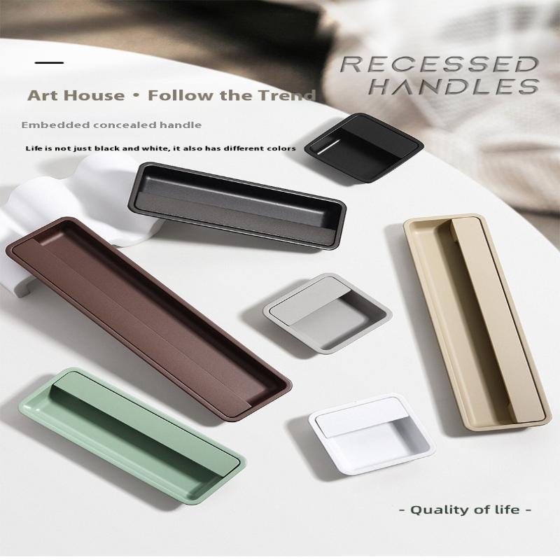 Modern Sliding Door Concealed Handle Slotted Embedded Buckle Furniture Handles Wardrobe Push Pull Hidden Kitchen Cabinet Knobs