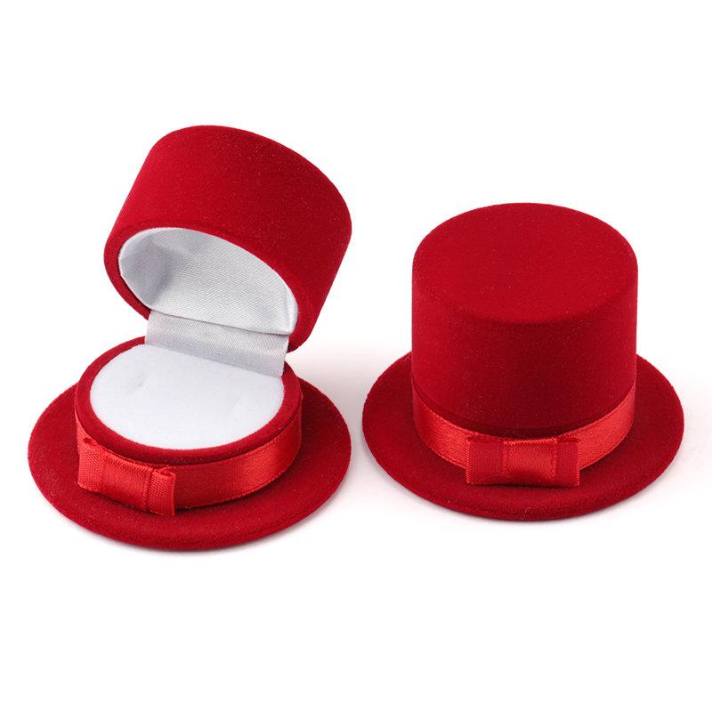1 Piece Red/Black Top hat Jewelry Box Velvet wedding Ring box Necklace Display Box Gift Container Case for Jewelry Packaging