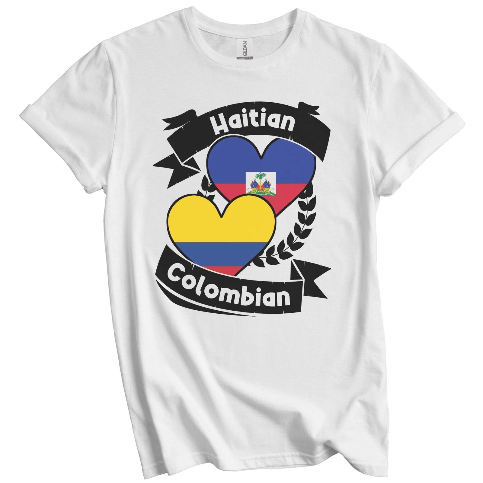 Haitian Colombian Heart Flags Haiti Colombia T-Shirt 3XL