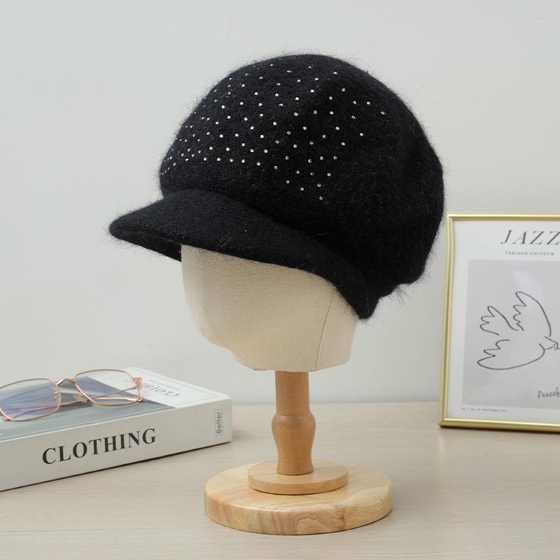 

Осень и Зима Повседневная Яркий Бриллиант Кроличий Мех Мамина Шляпа Универсальная Плюс Бархат Утепленная Защита от Холода Кепка с Утиным Язычком Может Шарф Теплый Комплект Новинка average size