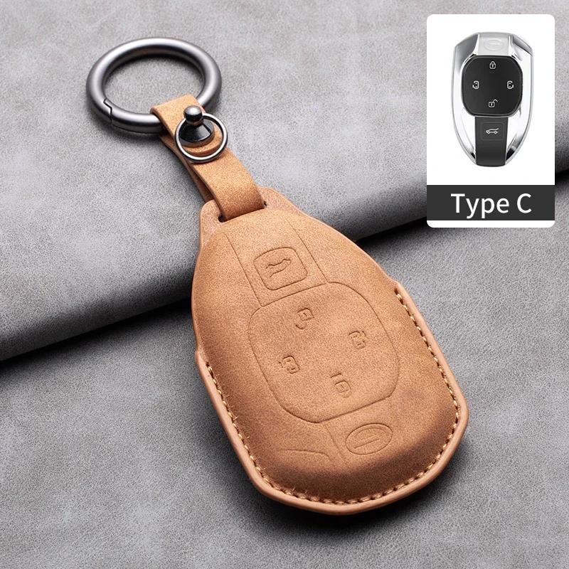Leather Car Remote Key Case Cover for GAC Trumpchi GS4 GM8 GA3 GA6 SGS7 GA4 GS5 GS3 Legend GS8 Keychain Accessories
