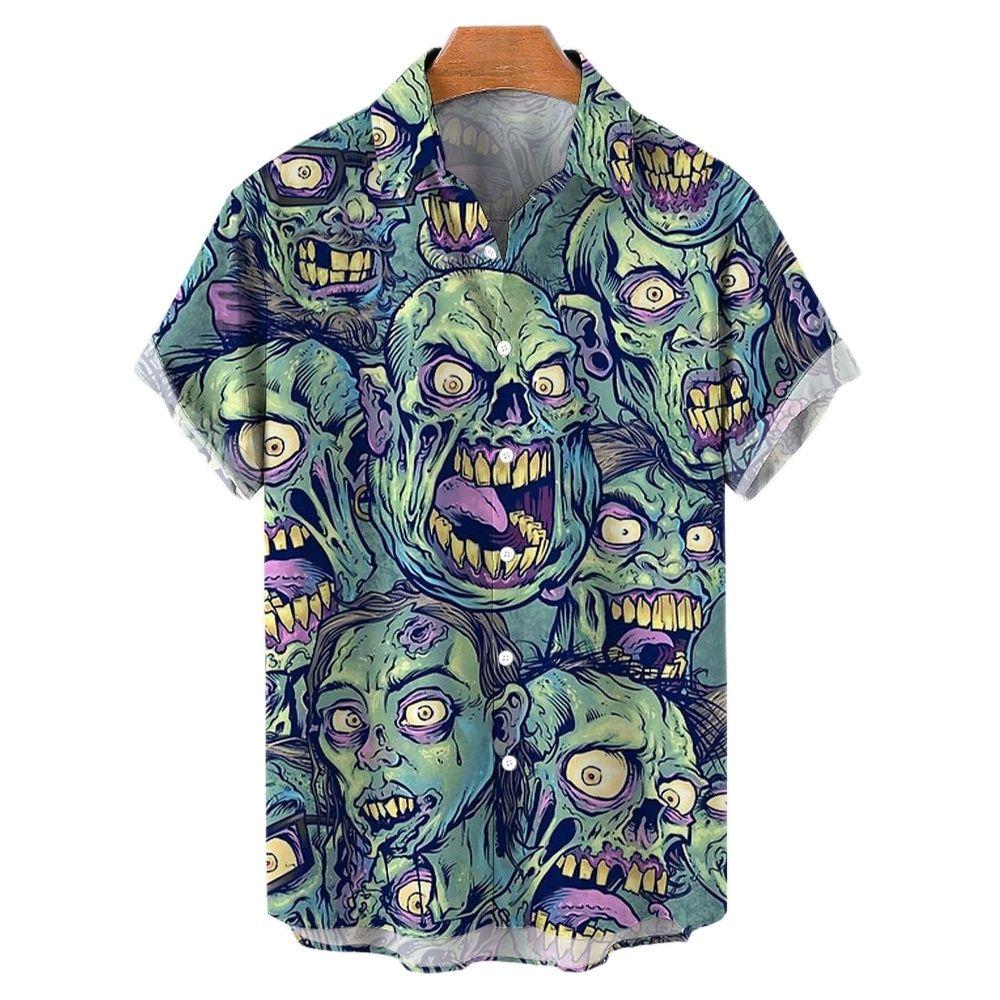 Summer Skull 3d Hawaiian Shirt for Man Oversized Casual Men's Shirts Streetwear Beach Male Tops Short Sleeve Blouse Trendy Tees