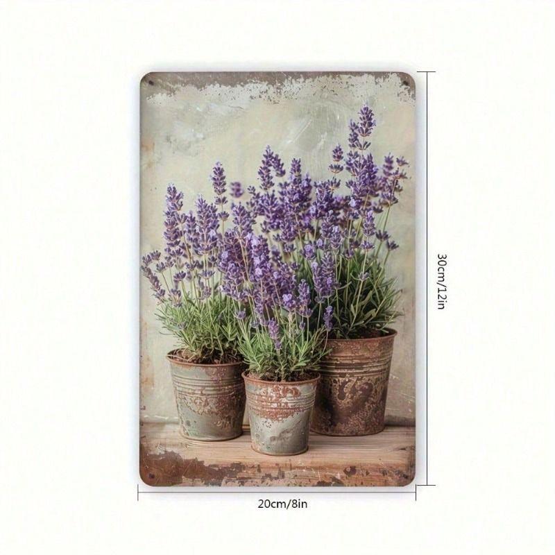 Metal Poster Wall Art Lavender Flower Vintage Kitchen Decor