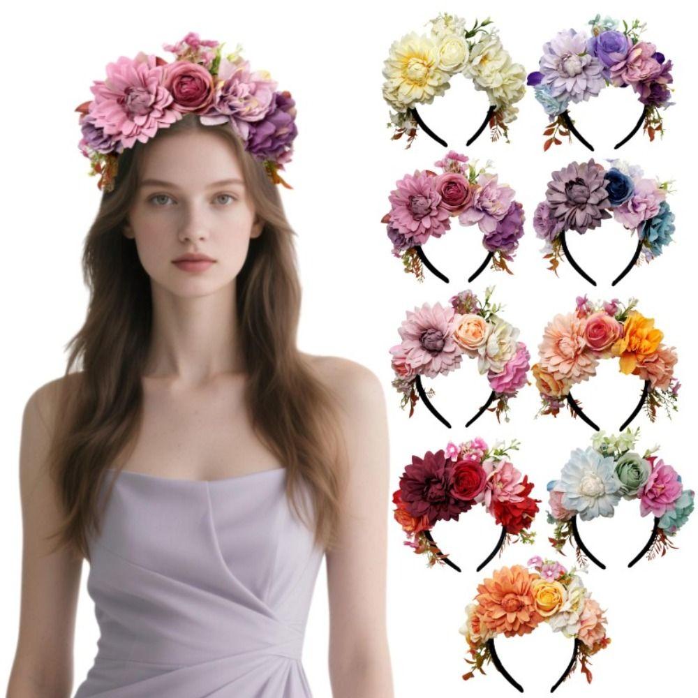 Bandeau Floral en Tissu Doux Couronne de Fleurs pour Photographie de Bal Headpiece en Fleur Tissu Femme