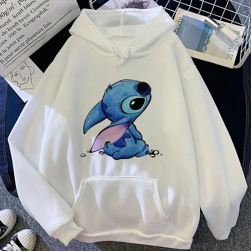 Disney Pattern Women's Sweatshirt Cartoon Cute Lilo Stitch Print Loose Clothing Comfortable Couple Hoodie Autumn and Winter