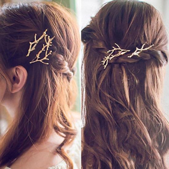 Cute Deer Horn Branch Hairpin Side Bangs Hair Clip Women Metal Barrette Gift