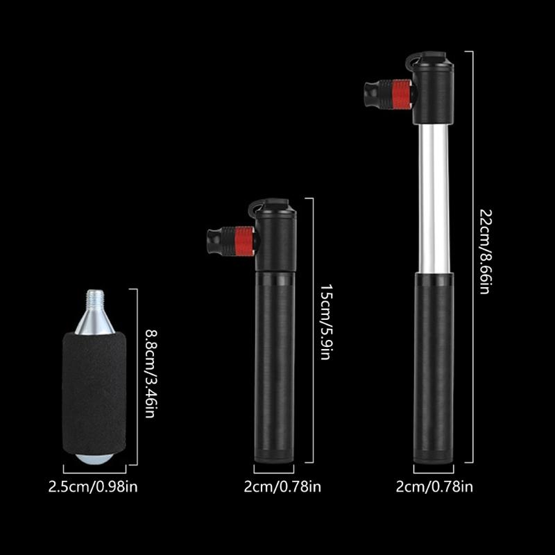 Portable Bike Tire Inflator Double Valves Portable Small CO2 Cycle Tire Pump Fast Inflator Space Saving Frame Mount