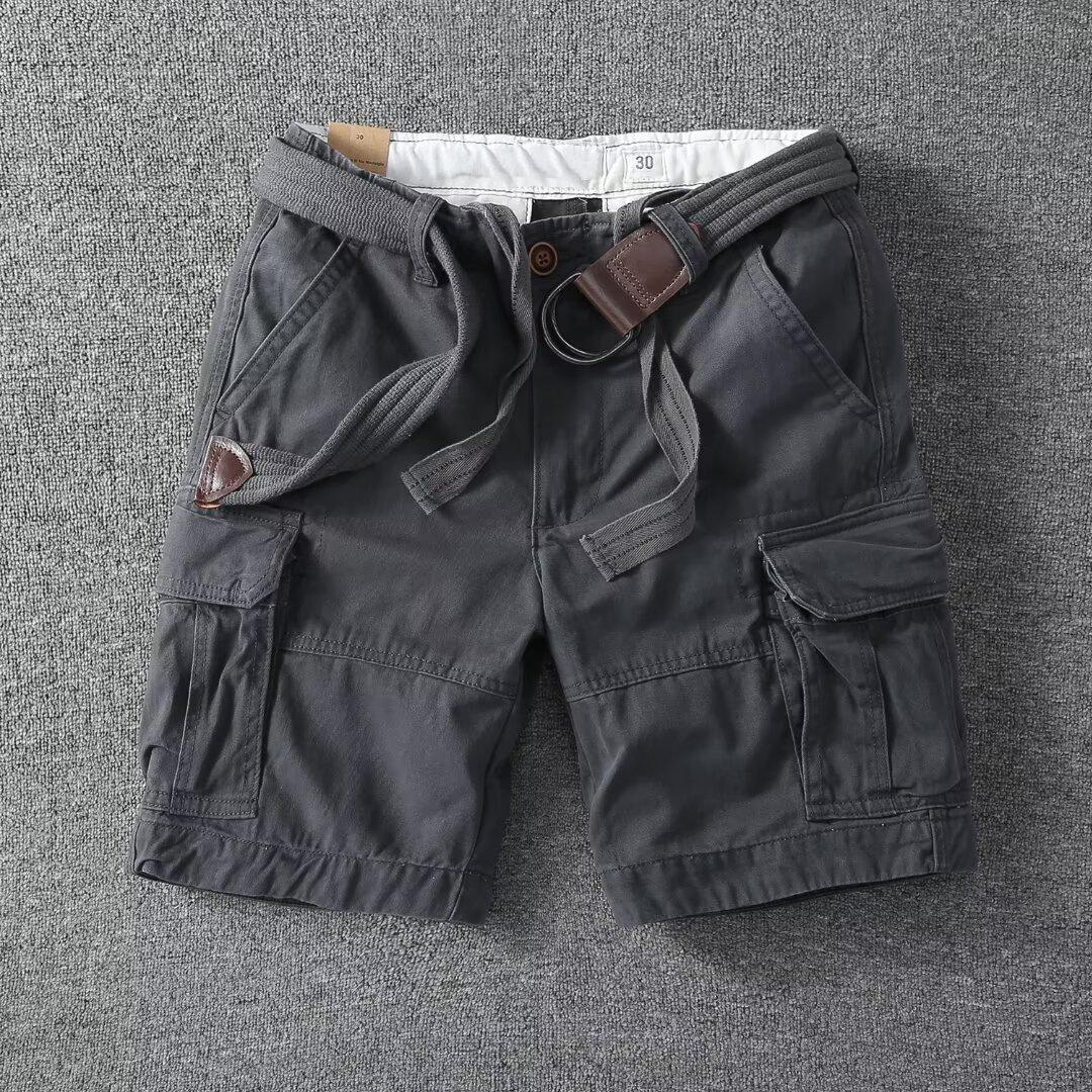 

Men S Summer Work Shorts Thin And Loose Japanese Style Sporty Mid-Length Casual Shorts Fashionable 3XL темно-сірий