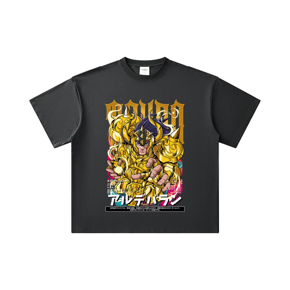 260 GSM Double Yarn 32 Count 100% Cotton Saint Seiya V27 Tauro Print Unisex Heavy Cotton T Shirt