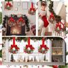 1/2pcs Christmas Wreaths Ribbon Bow Red Fruits Pinecone Kitchen Cabinet Wreath Door Hanging Wall Party Festival Home Decoration
