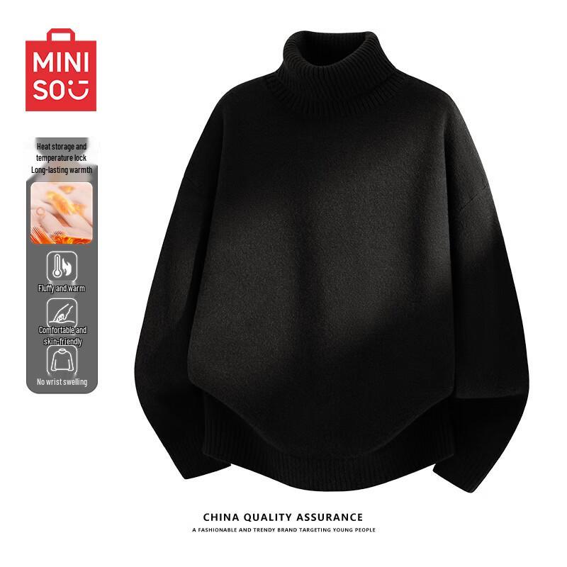 MINISO Men's Winter Fleece-Lined High-Neck Sweater