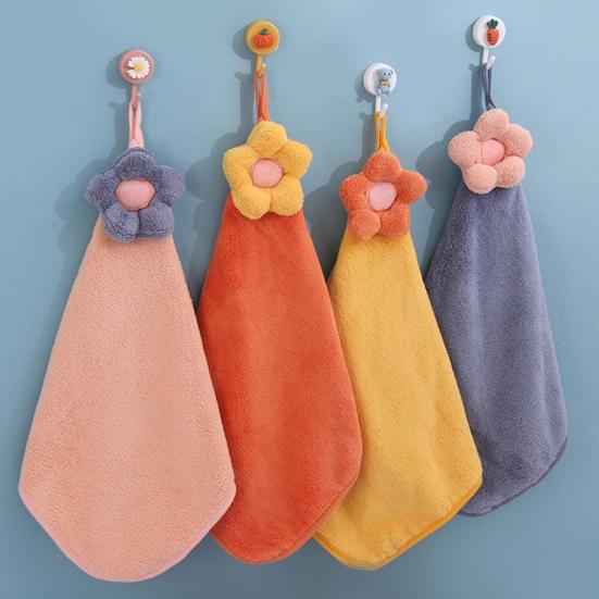 Wipe Towel Comfortable Super Absorbent Coral Fleece 3D Flower Shape Kitchen Bathroom