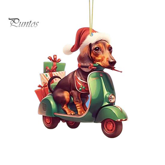 

Собака Рождественский орнамент акриловый мультфильм собака езда на велосипеде рождественская елка подвесное украшение для автомобиля зеркало заднего вида аксессуары Dog