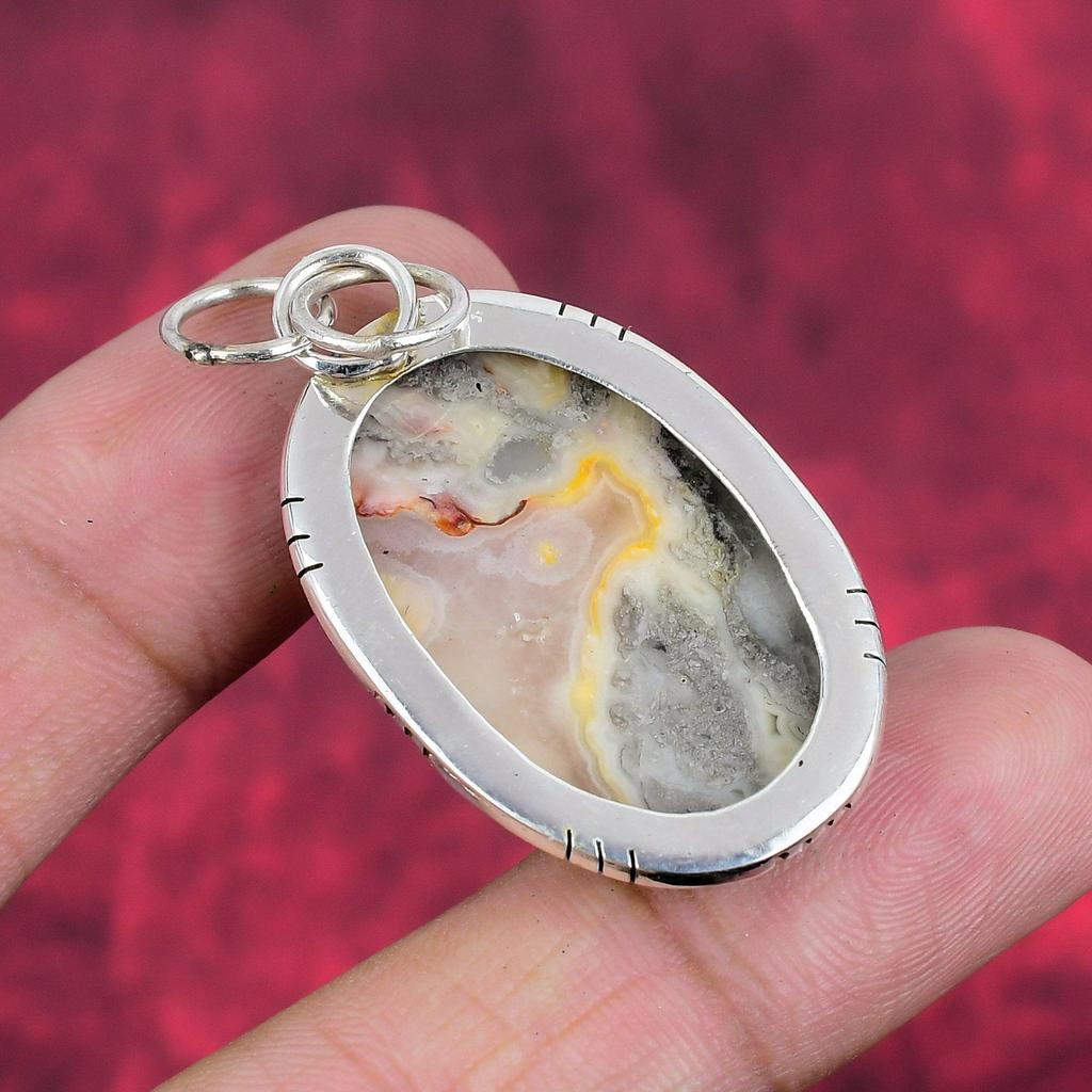 Laguna Lace Agate Pendant, Gemstone Jewelry 925 Solid Sterling Silver Pendant, Gift For Women Handmade Pendant