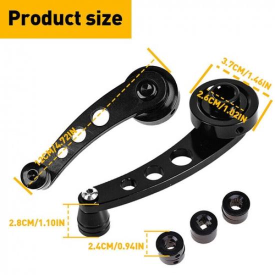 1Pair Black Aluminum Window Crank Handle Winders Car Truck Glass Door Universal