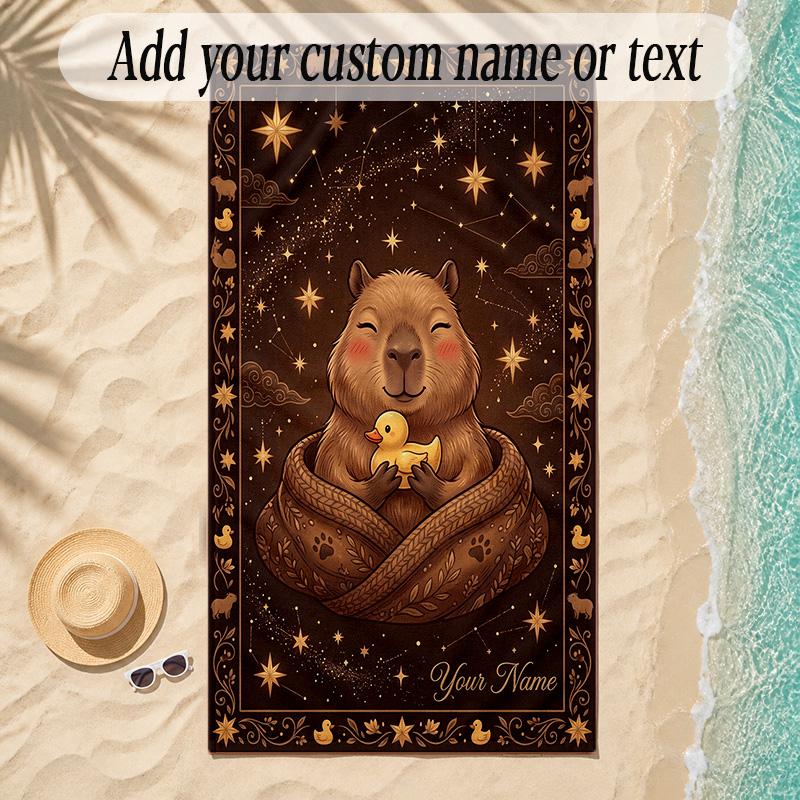 Cosmic Theme Soft Beach Towel Personalized Custom Name Text Towel Portable for Beach Pool Travel