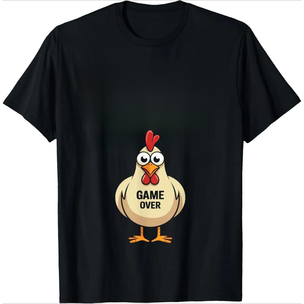 Summer Round Neck Funny Chicken Pattern T-shirts Fashionable Casual Pure Cotton Short Sleeved Men's T-shirts