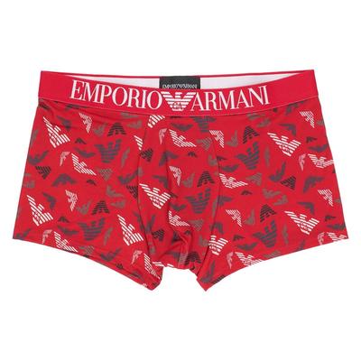 Emporio Armani ALL OVER PRINTED MICROFIBER Boxer Shorts, Front Closure, EU Size, Men's, Brand Name Underwear, 54095350, M (EU Size), Size 16 (Red)