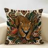 Federa Cuscino Animale Tribale Safari Africano Federa Cuscino in Lino Organico Resistente Ipoallergenica Dimensioni Corte Lavabile Delicata sulla Pelle