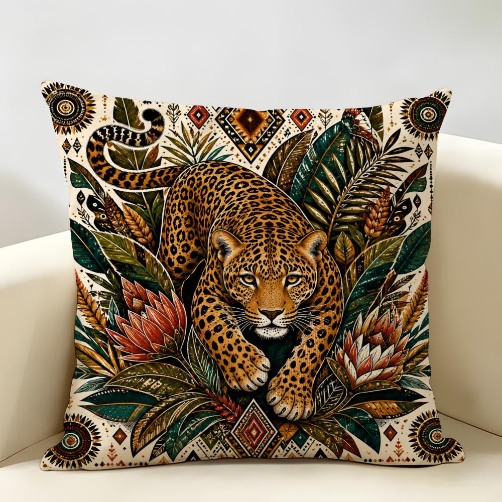 Federa Cuscino Animale Tribale Safari Africano Federa Cuscino in Lino Organico Resistente Ipoallergenica Dimensioni Corte Lavabile Delicata sulla Pelle